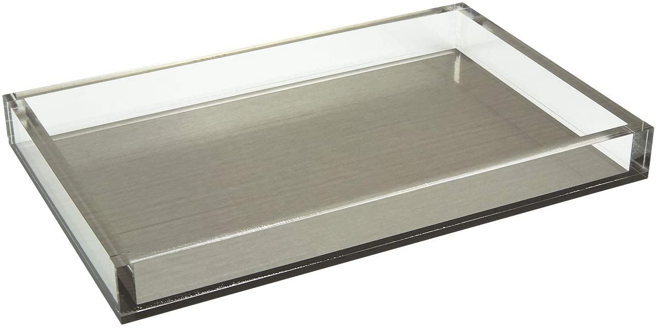 Tizo Brushed Silver Metallic Lucite Tray