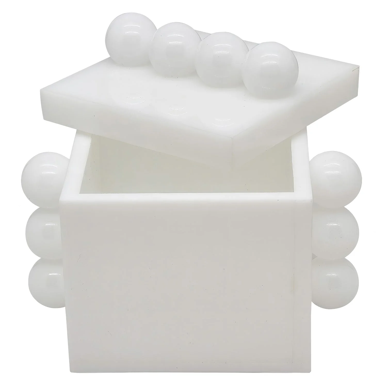 Tizo Designs Design Acrylic Box White w/Balls 4"x4"