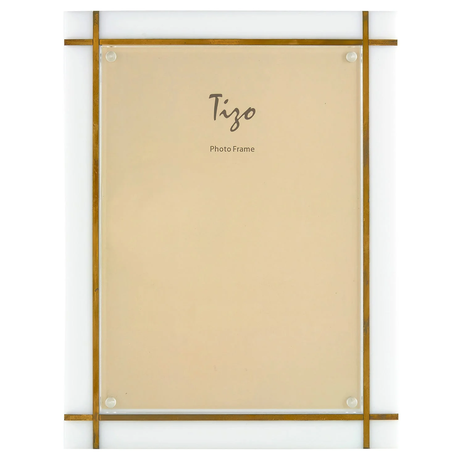 Tizo Designs Design Solid White Lucite with the Gold Brass Frame 4x6