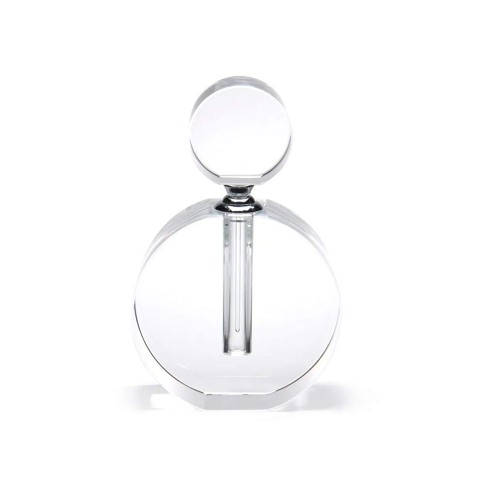 Tizo Designs Flat Round Crystal Glass Perfume Bottle