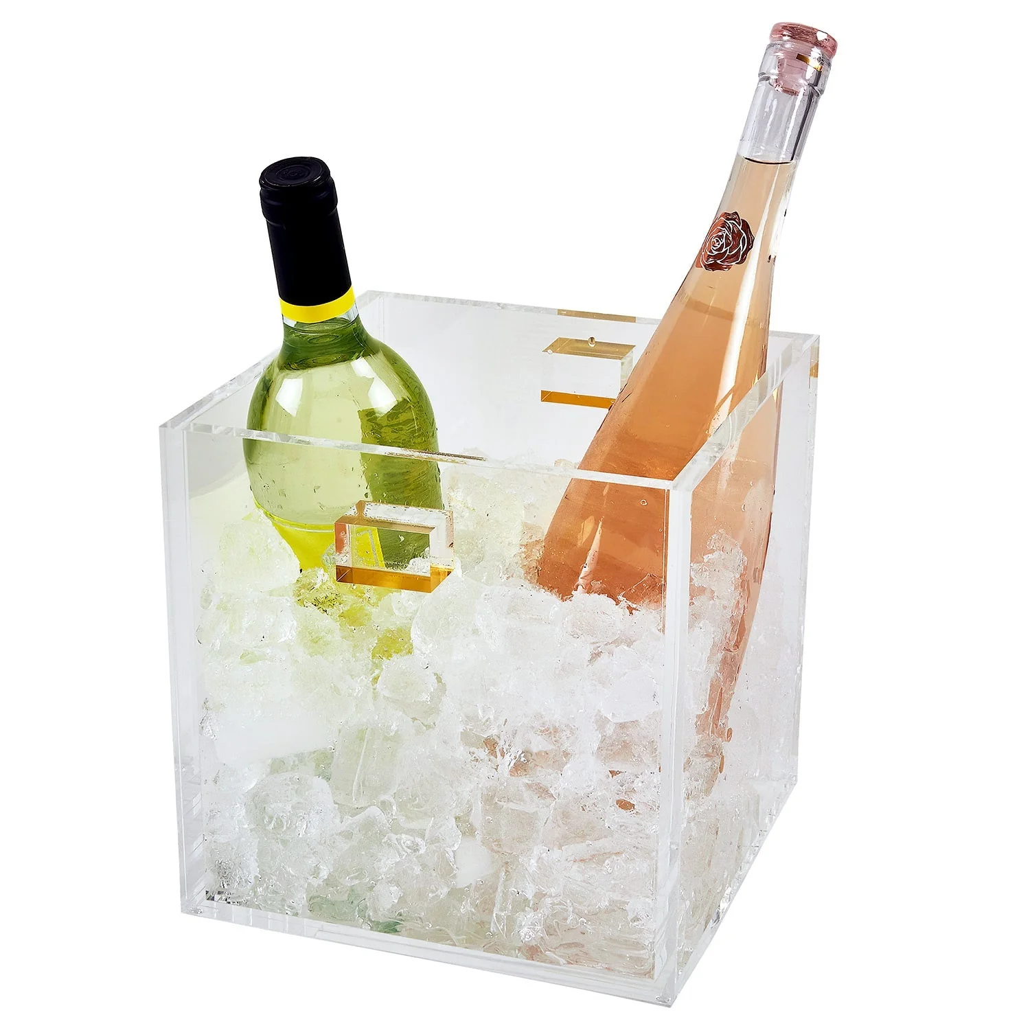 Tizo Designs Lucite Clear Wine Cooler with Gold Handles - Image 2