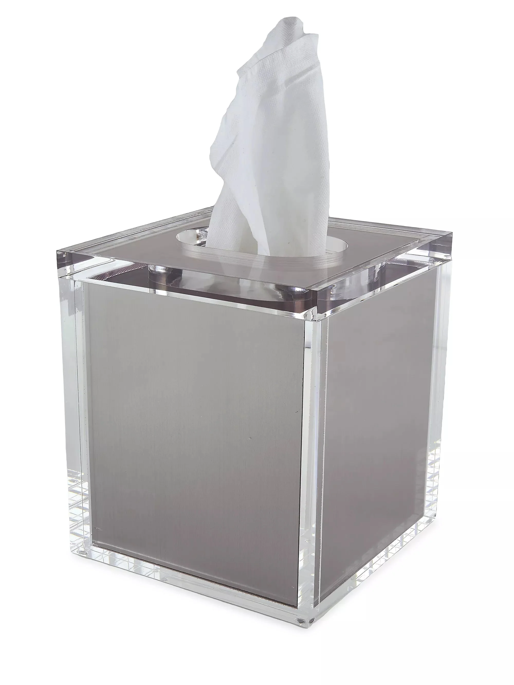 Tizo Designs Lucite Tissue Box with Lid Inner Silver