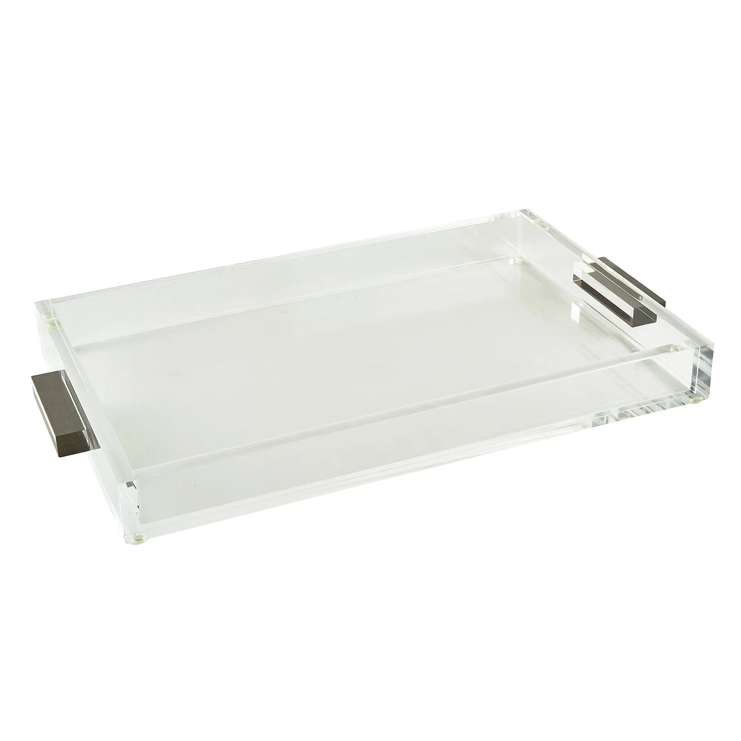 Tizo Designs Lucite Tray Clear with Silver Handle