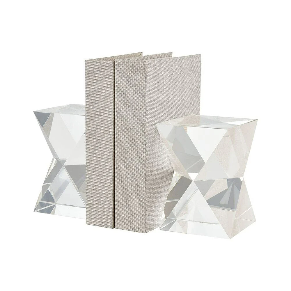 Tizo Designs Rectangular Crystal Diamond Cut Bookends