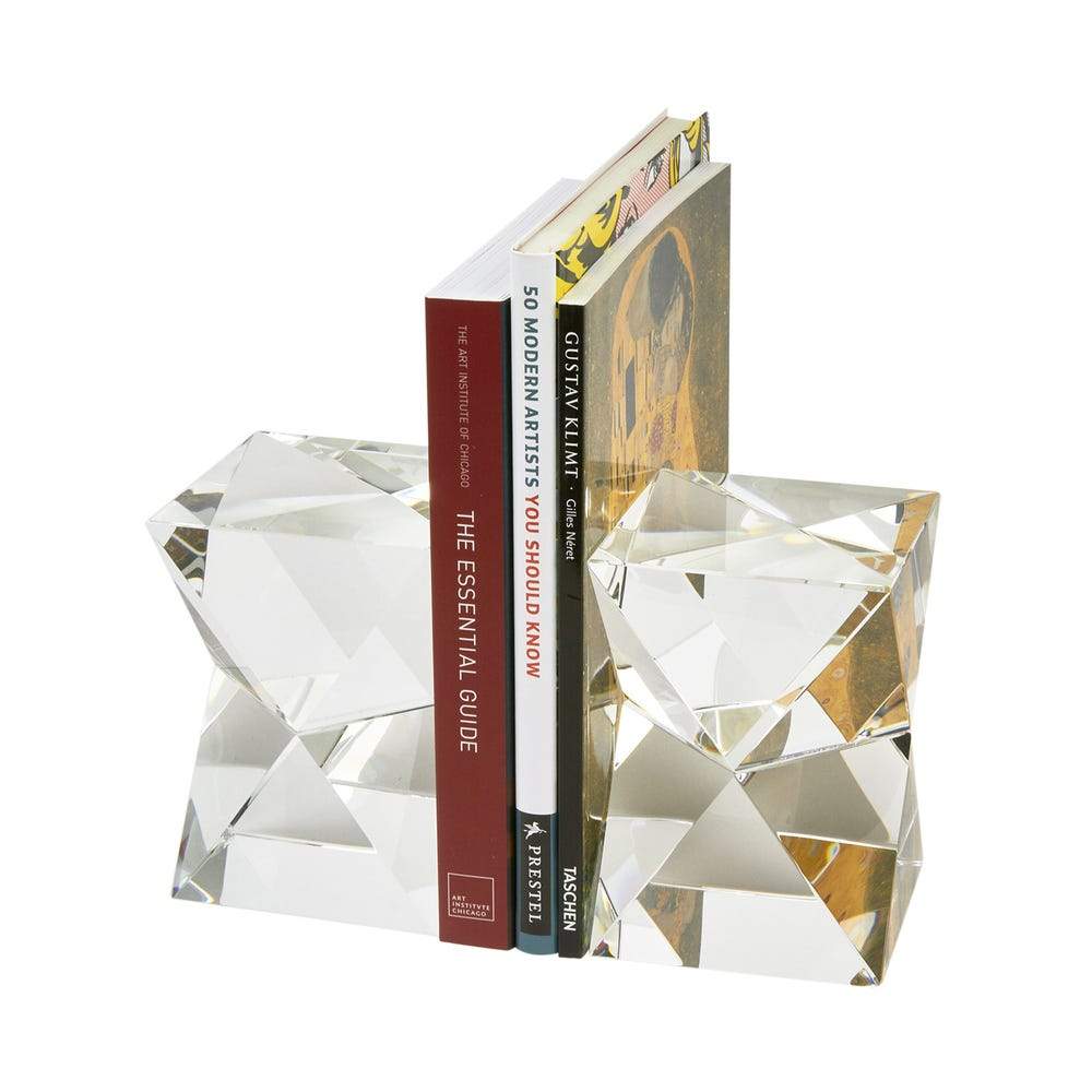 Tizo Designs Rectangular Crystal Diamond Cut Bookends - Image 3