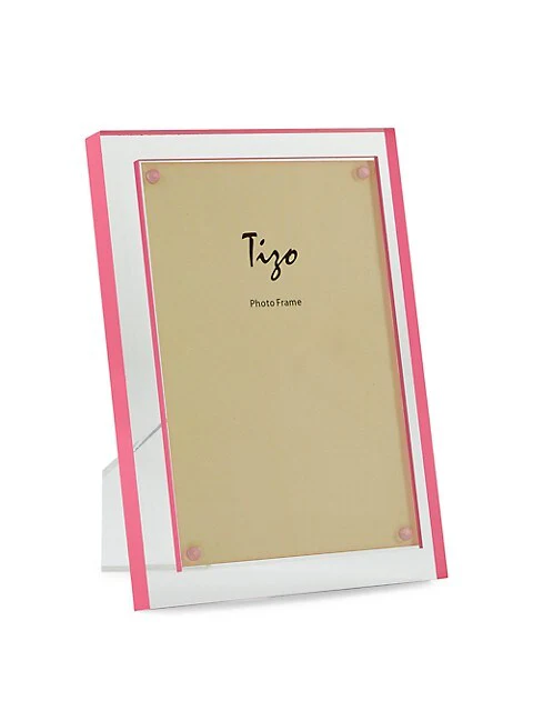 Tizo Double Border Lucite Frame - Pink 4x6