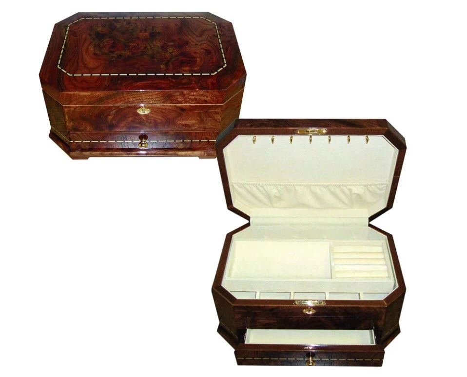 Tizo Italian Designed Octagonal Jewelry Box with Drawer - Image 2