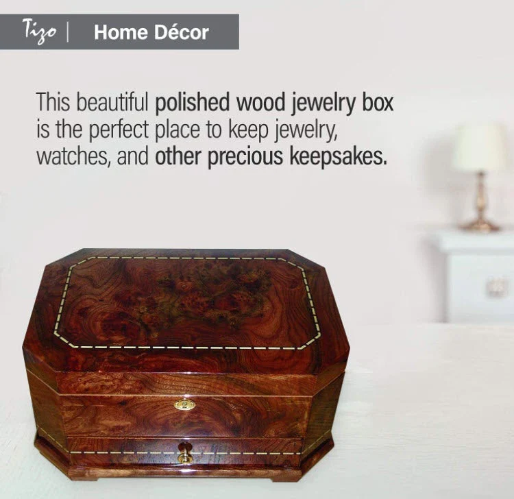 Tizo Italian Designed Octagonal Jewelry Box with Drawer - Image 5
