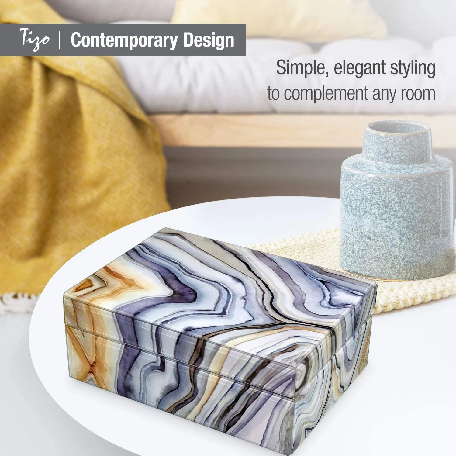 Tizo Italian Designed Wood Marble Ocean Box Small - Image 3