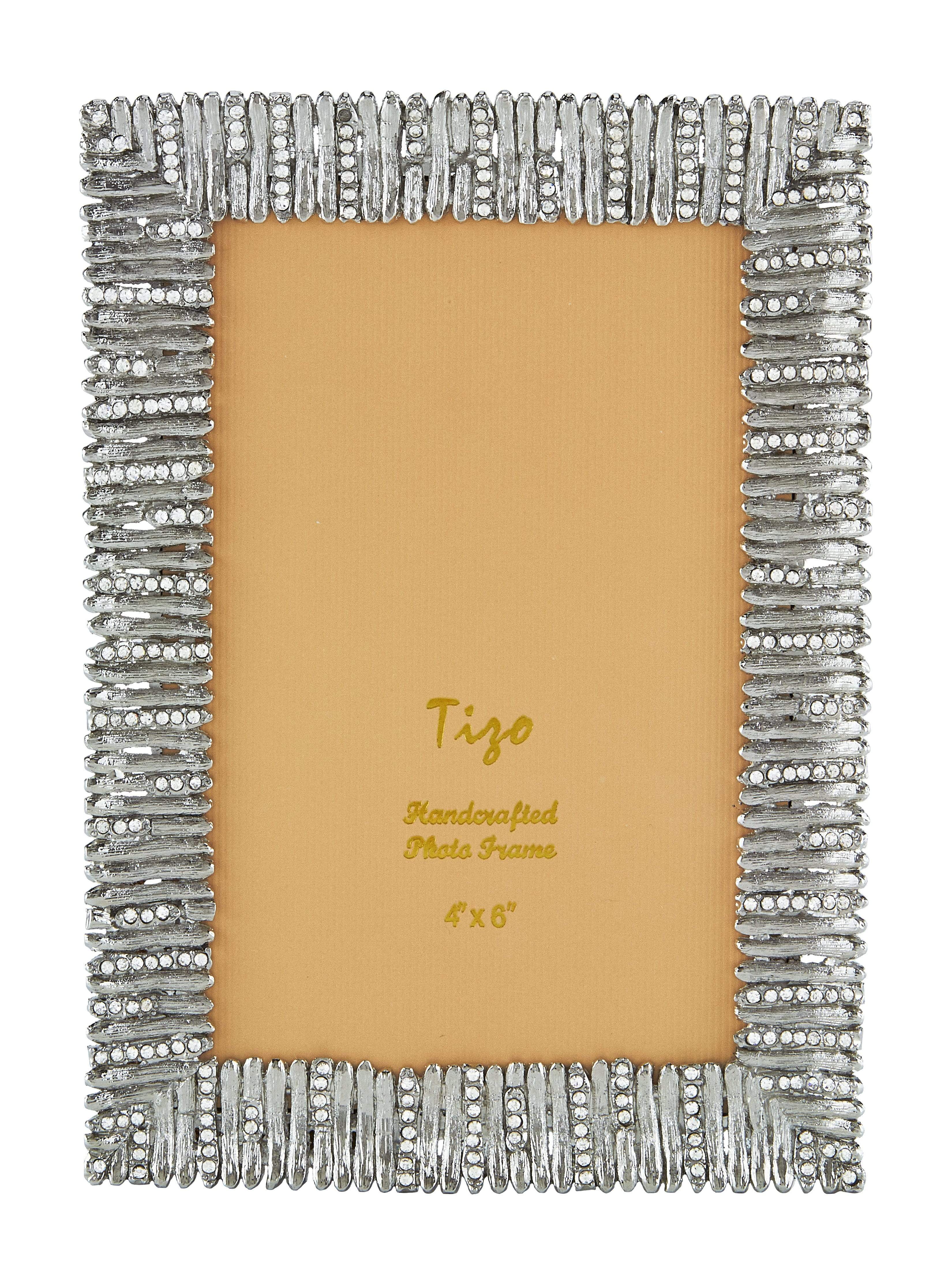 Tizo Hedge Jeweled Frame Silver 8 X 10