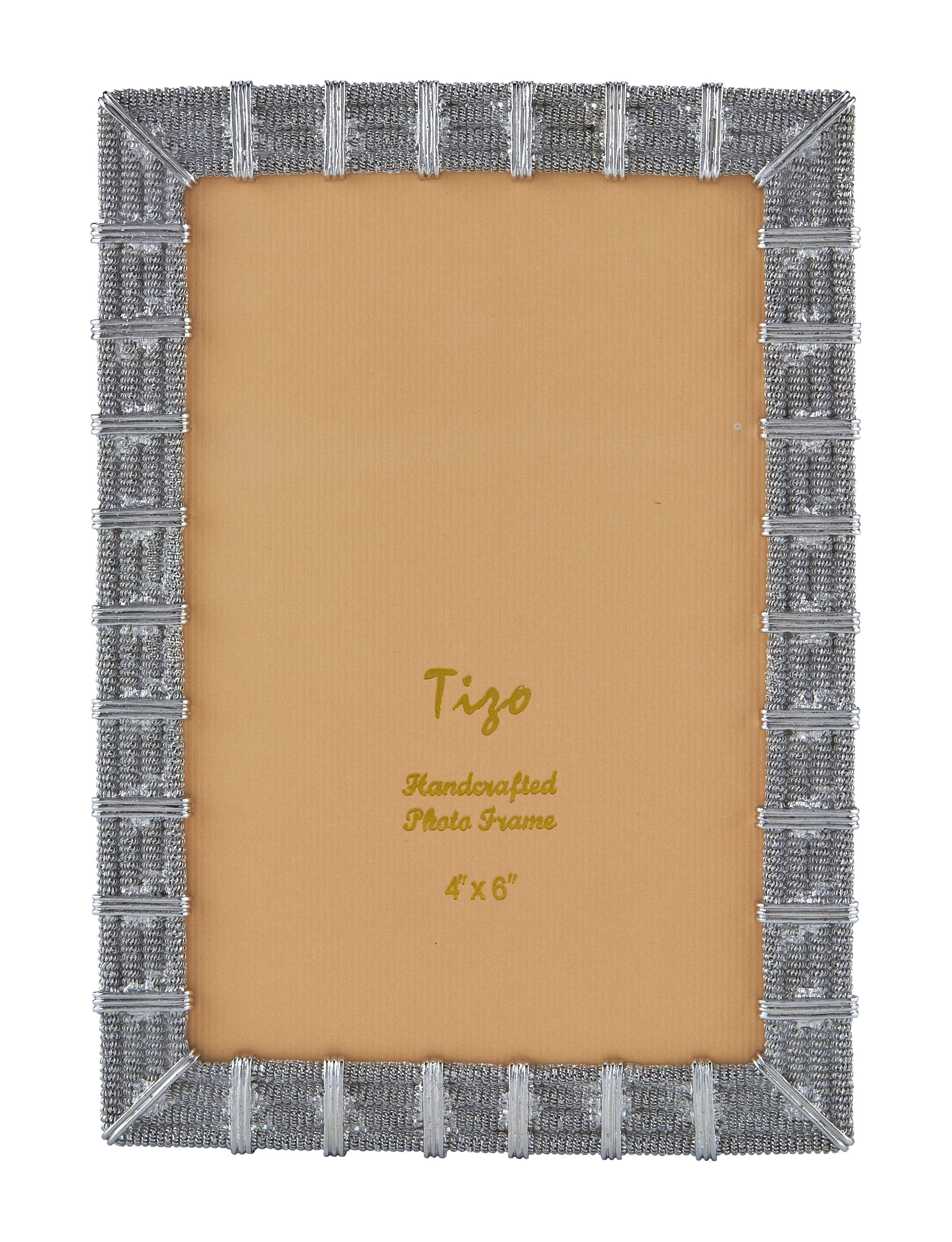 Tizo Mesh Jeweled Frame Silver 4 X 6