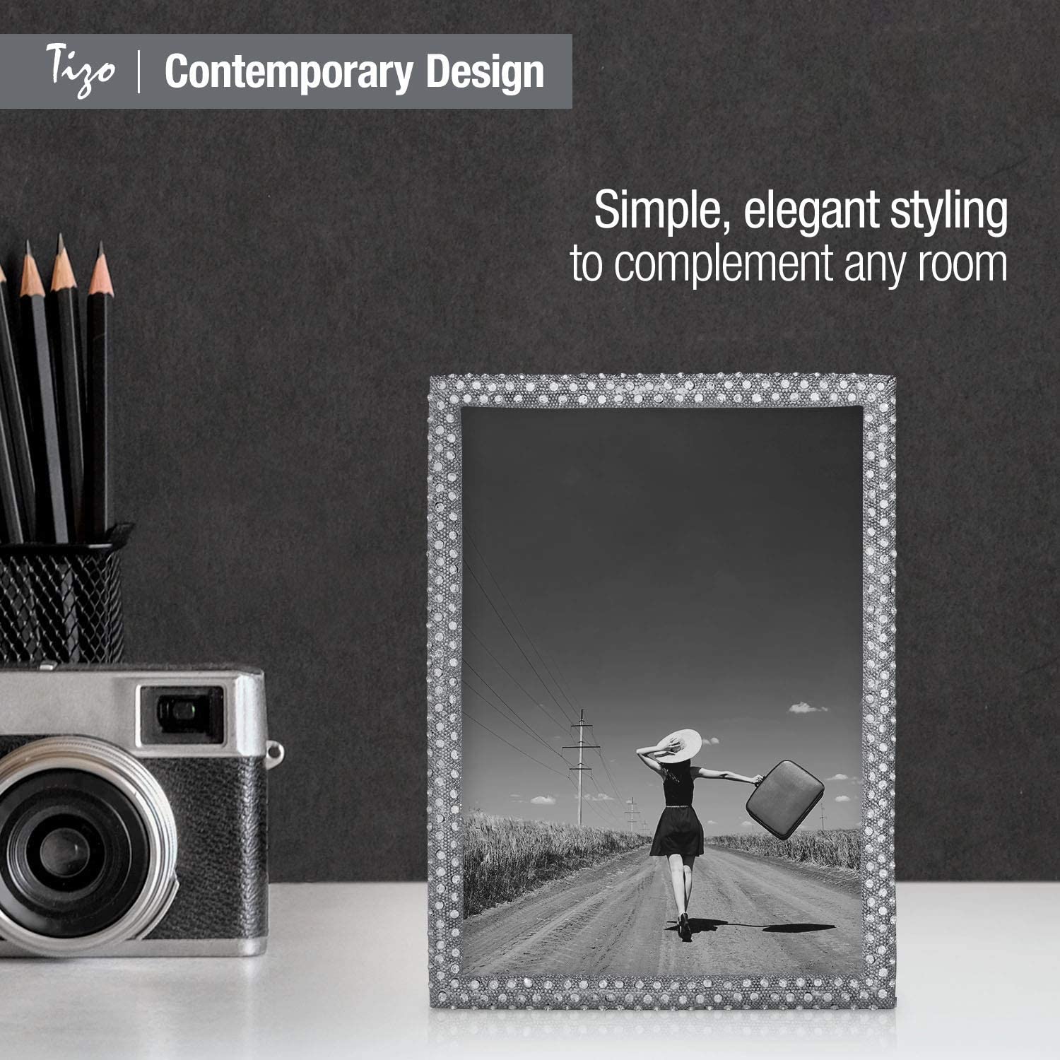 Tizo Galaxy Jeweled Frame Silver 8x10 - Image 2