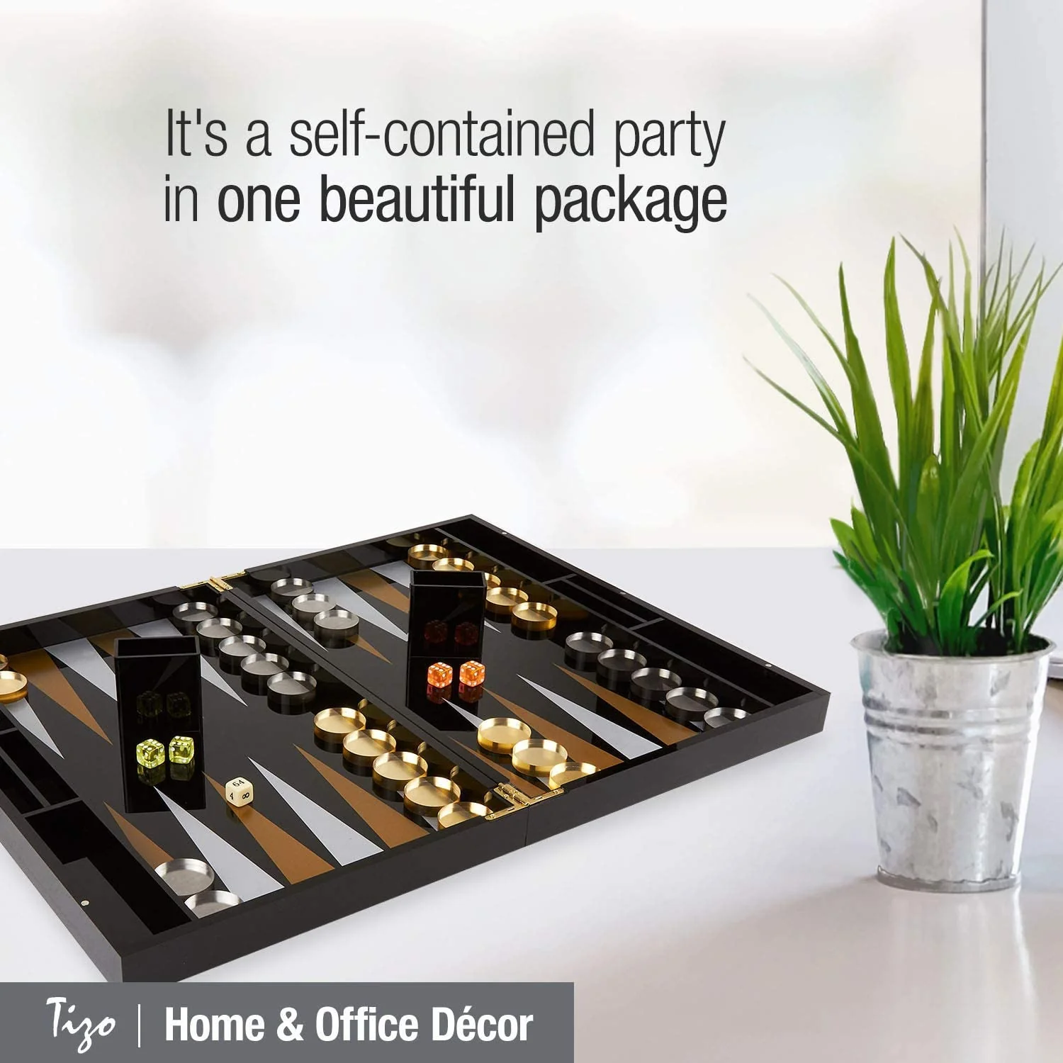 Tizo Lucite Backgammon Set Black/Gold/Silver - Image 7