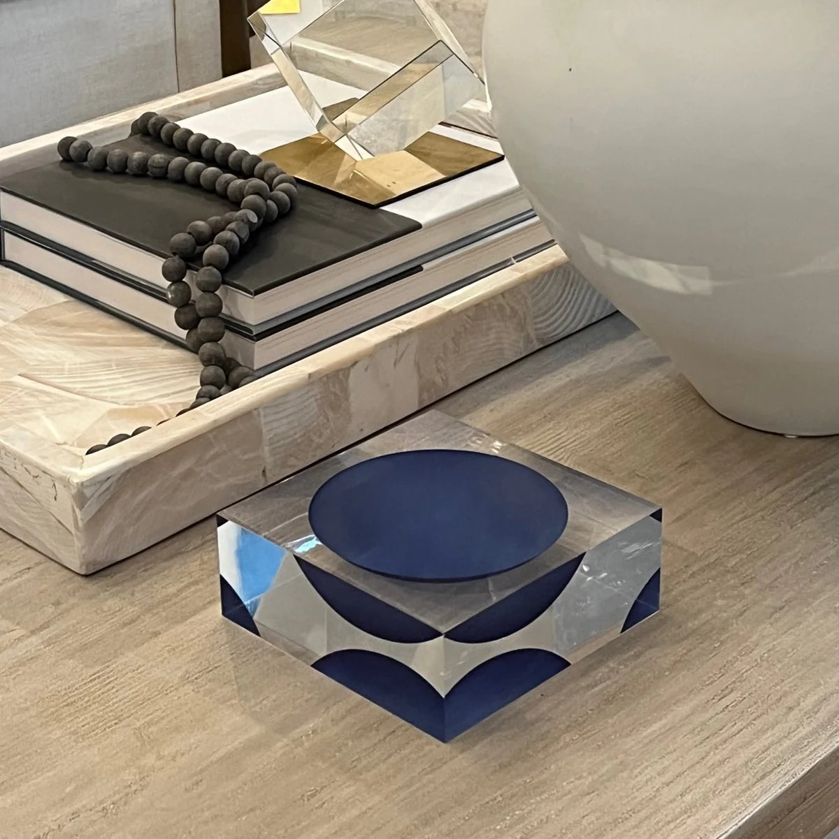 Tizo Lucite Block Design Bowl - Blue & Clear - Image 3