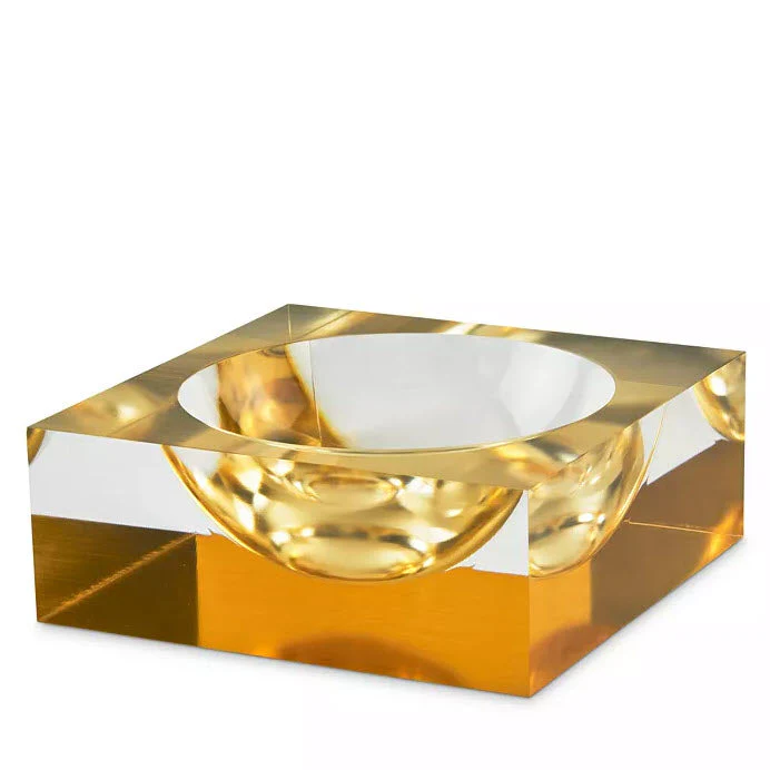 Tizo Lucite Block Design Bowl - Gold & Clear