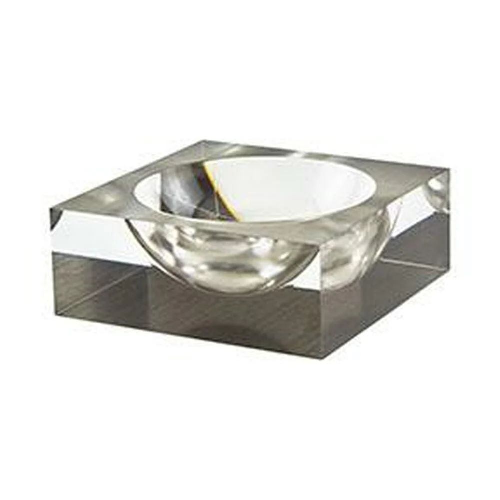 Tizo Lucite Block Design Bowl - Silver & Clear