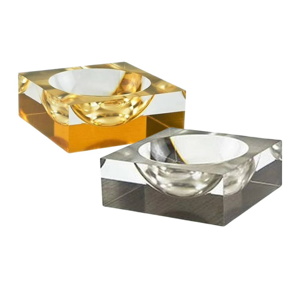 Tizo Lucite Block Design Bowl - Silver & Clear - Image 2