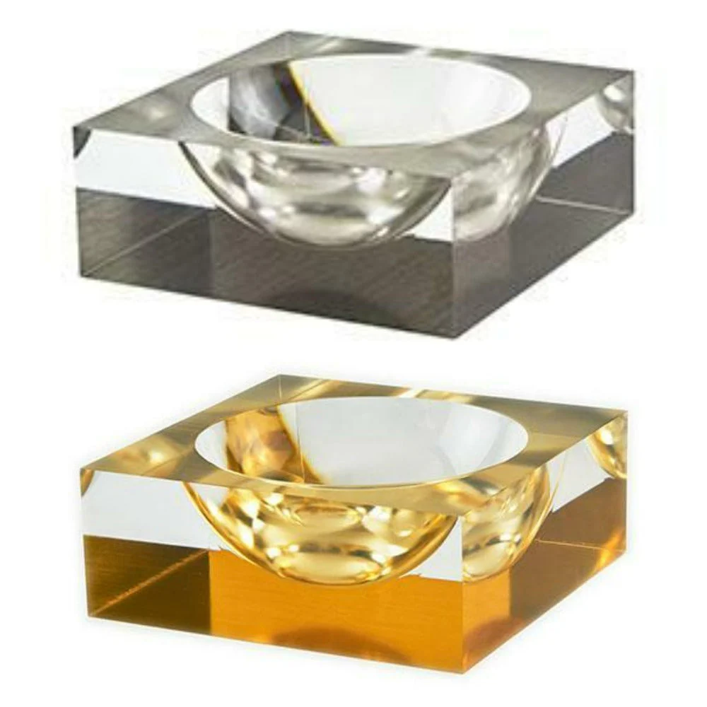 Tizo Lucite Block Design Bowl - Silver & Clear - Image 3