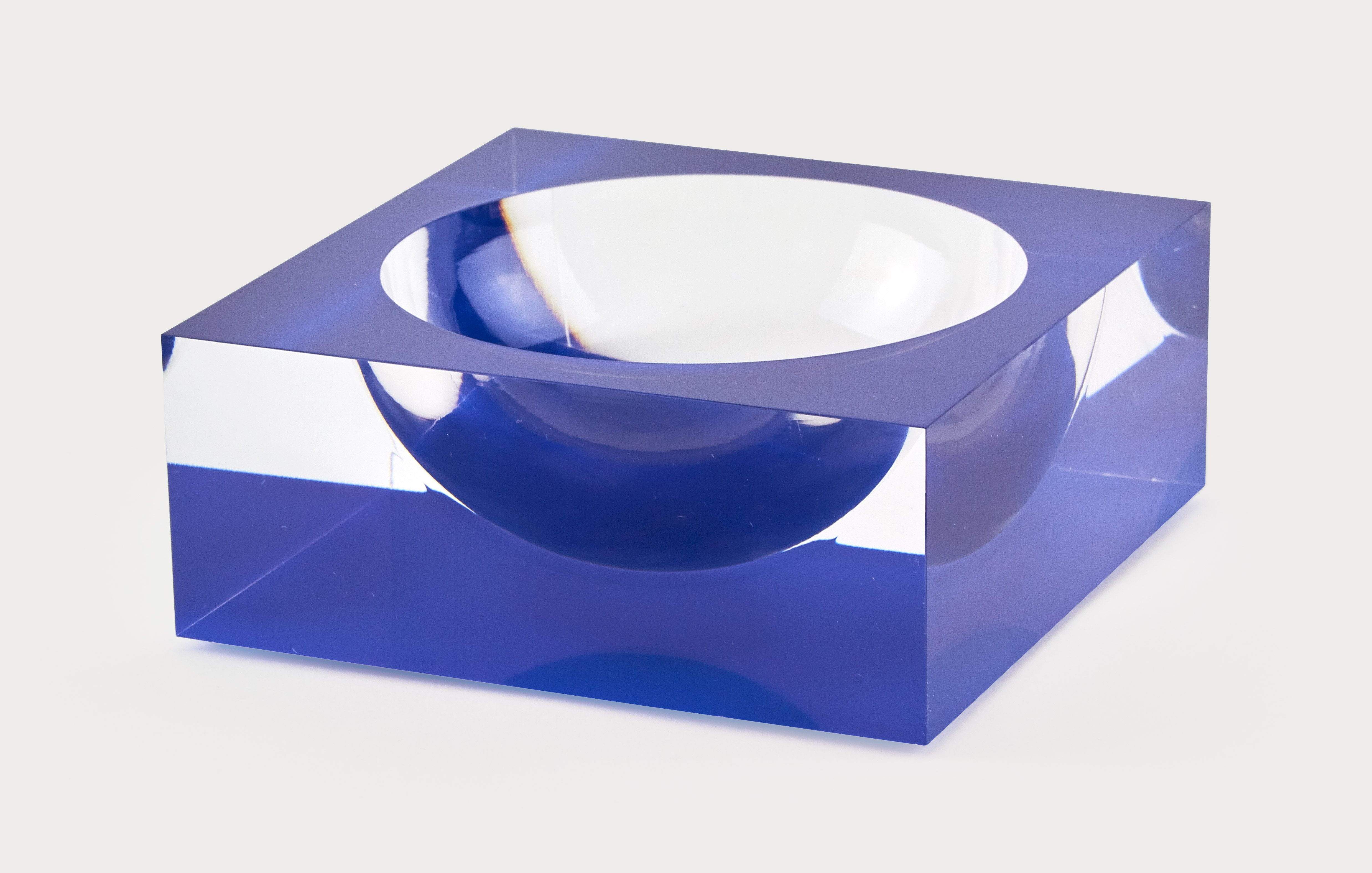 Tizo Lucite Block Small Bowl - Blue & Clear
