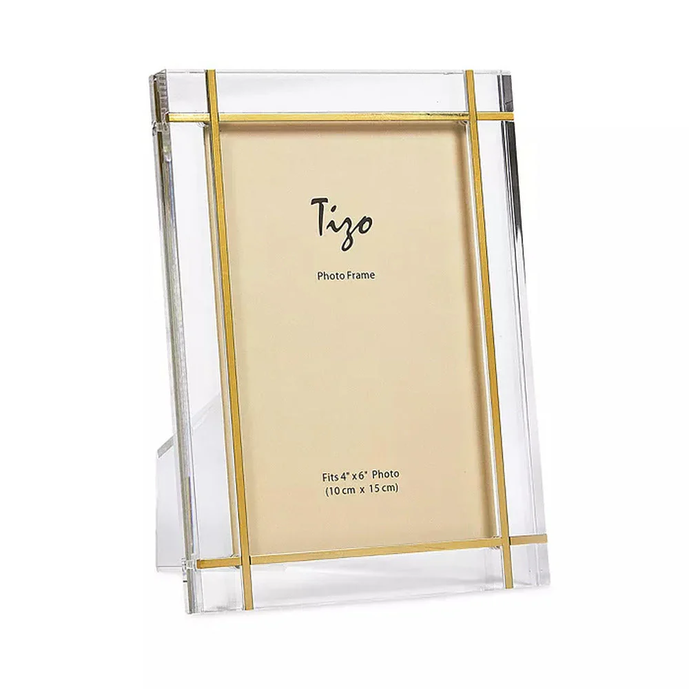 Tizo Lucite Frame w/ Gold Metal Design 5x7