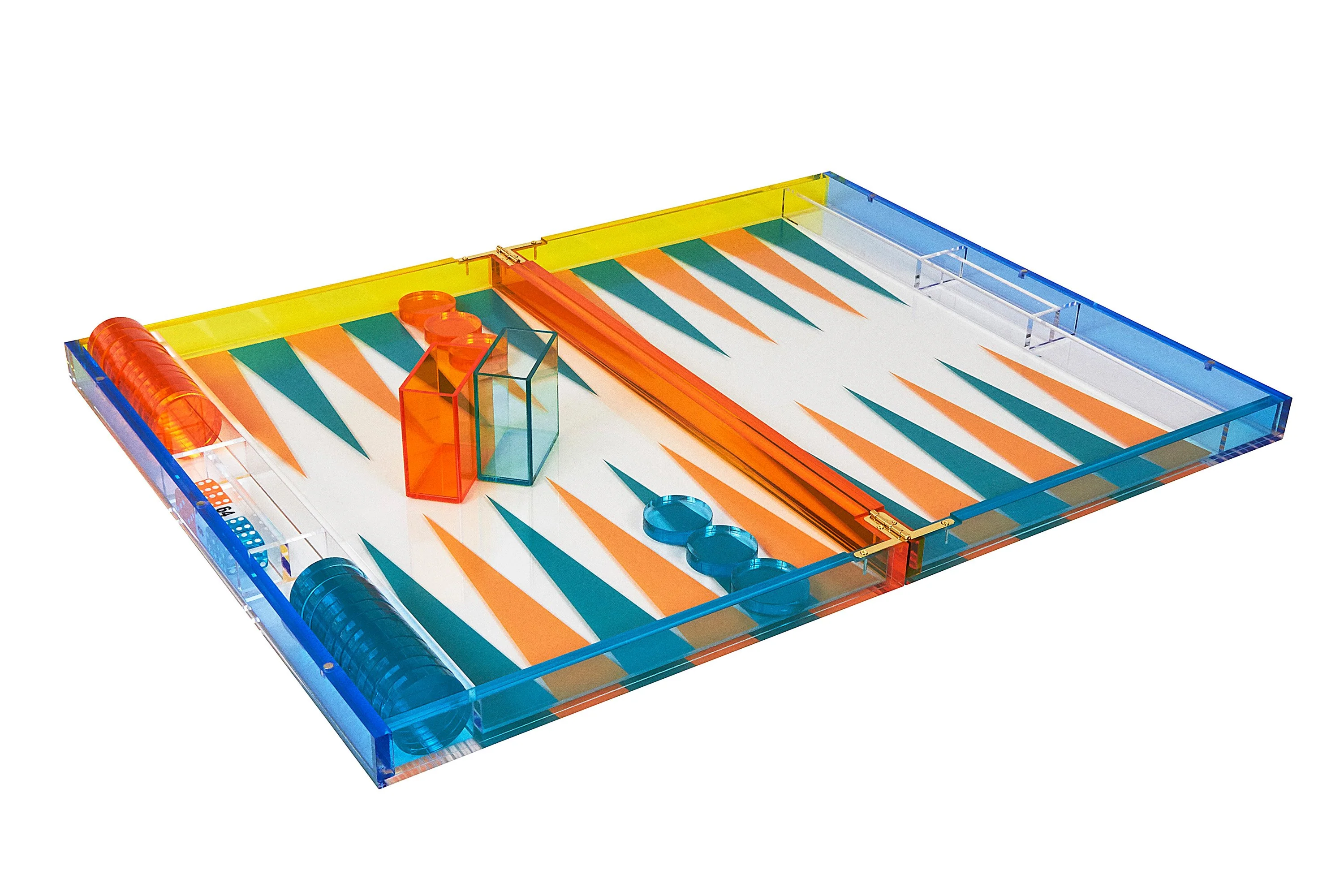 Tizo Lucite Multi Color Backgammon set- Turquoise Orange - Image 3