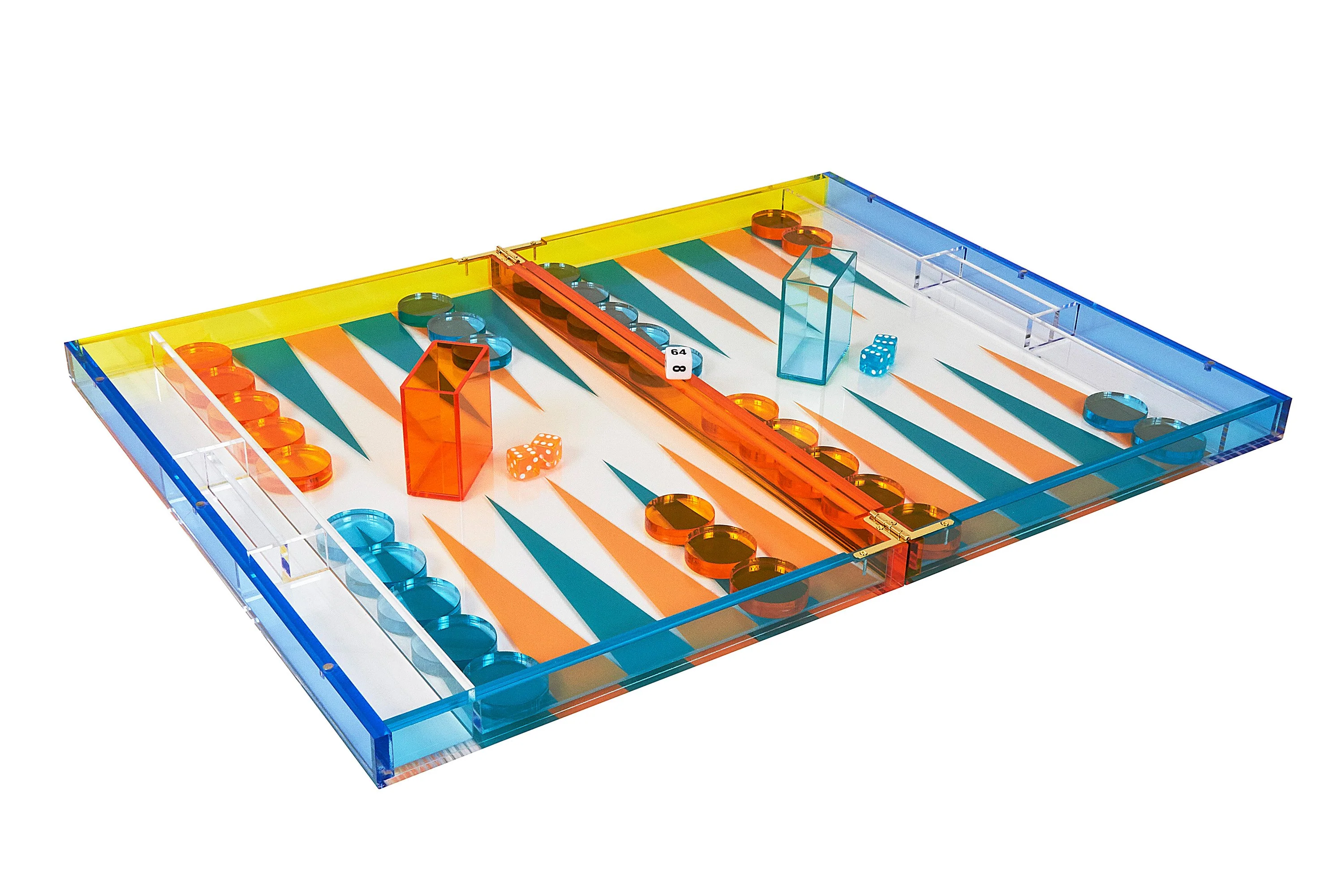 Tizo Lucite Multi Color Backgammon set- Turquoise Orange - Image 4