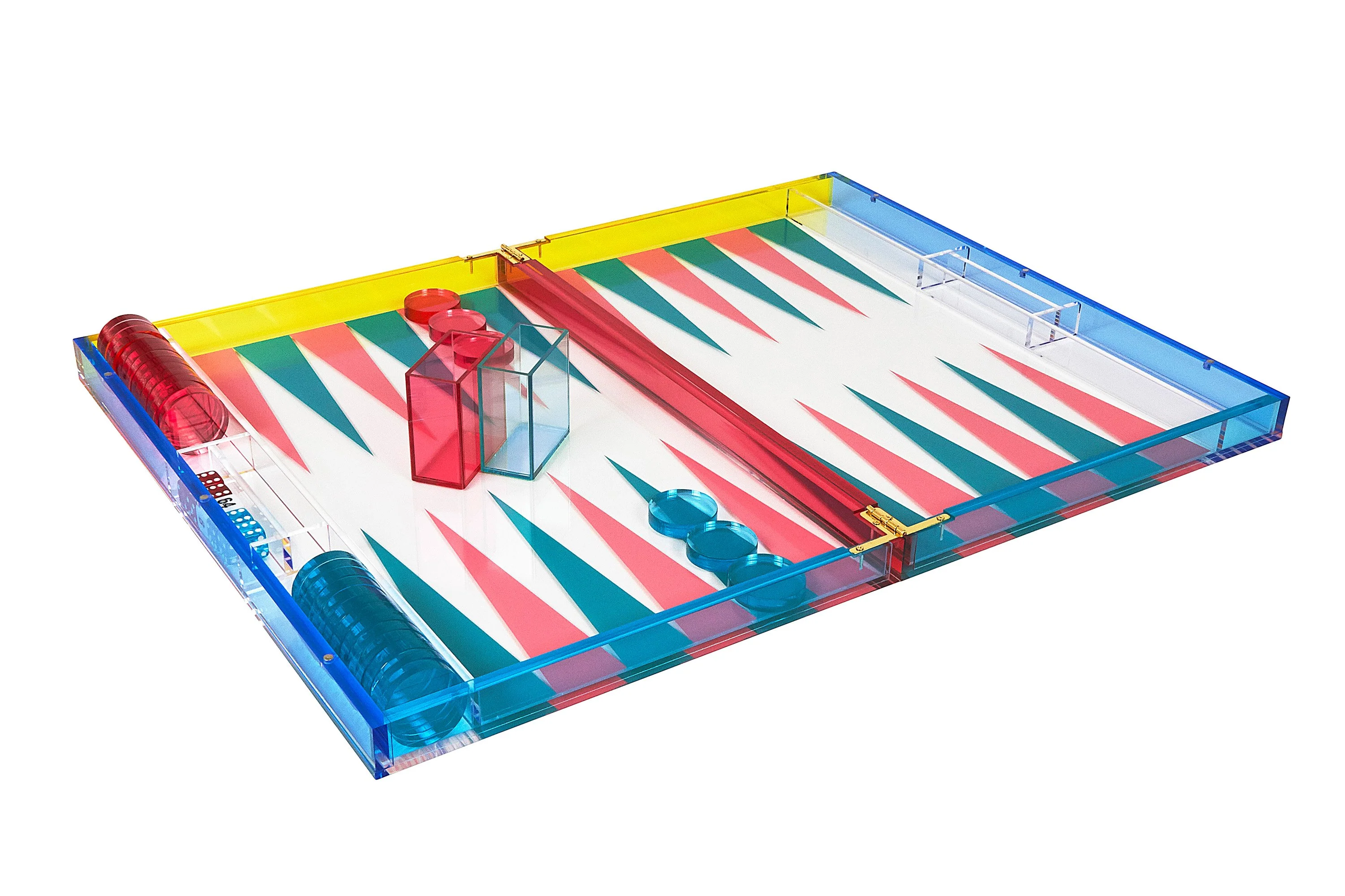 Tizo Lucite Multi Color Backgammon set - Turquoise Pink - Image 3