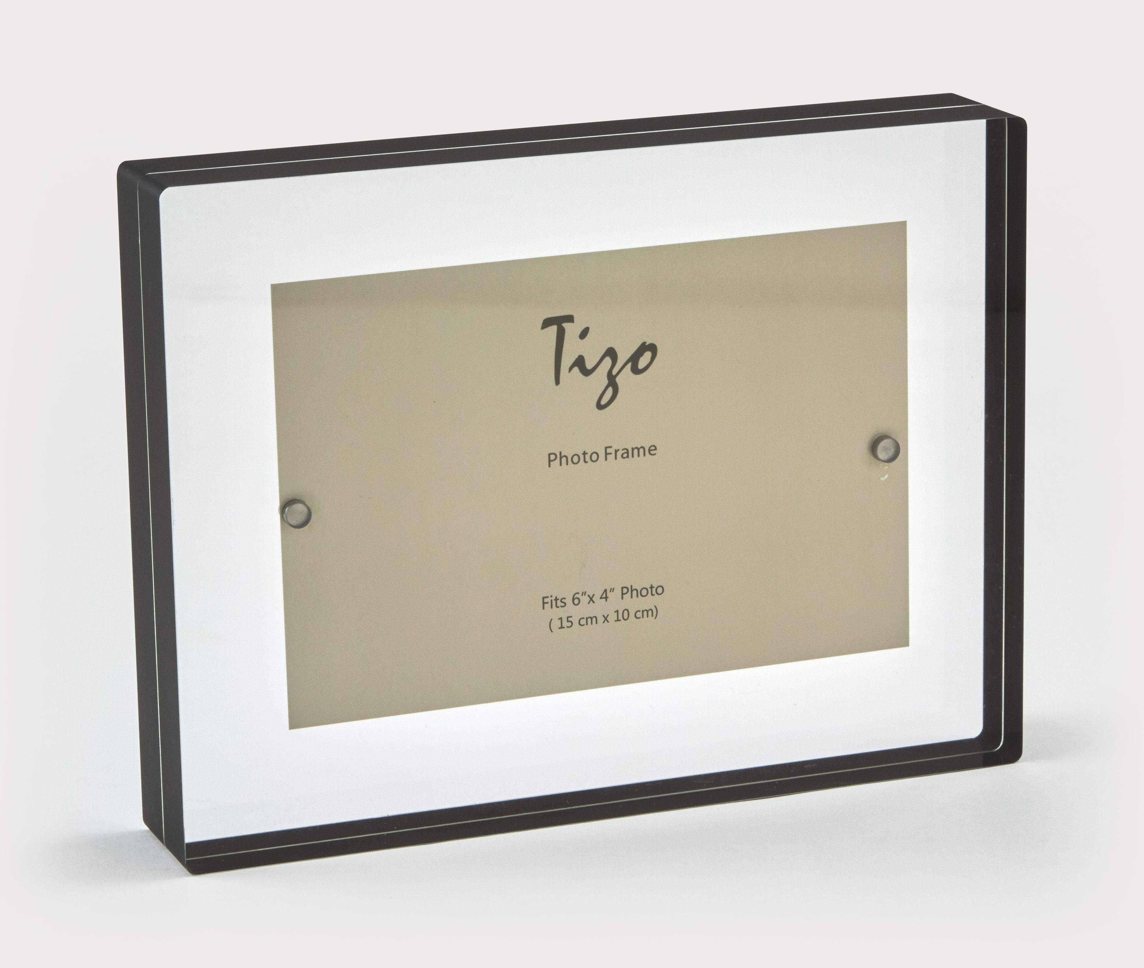 Tizo Lucite Photo Frame Black Border Block 4x6