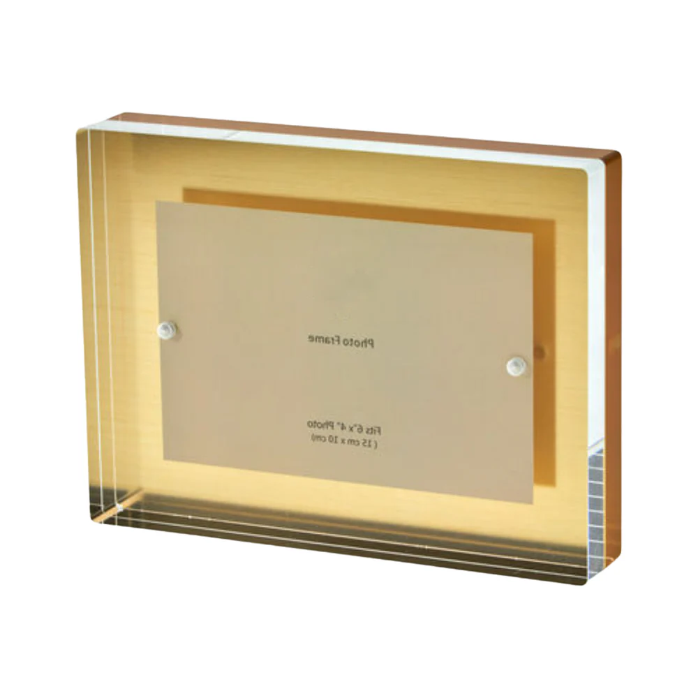 Tizo Lucite Photo Frame Gold Block 4x6 - Image 2