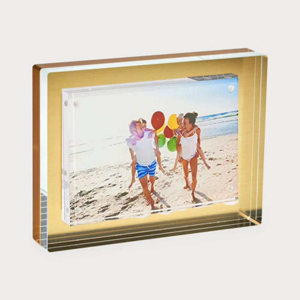 Tizo Lucite Photo Frame Gold Block 4x6 - Image 3