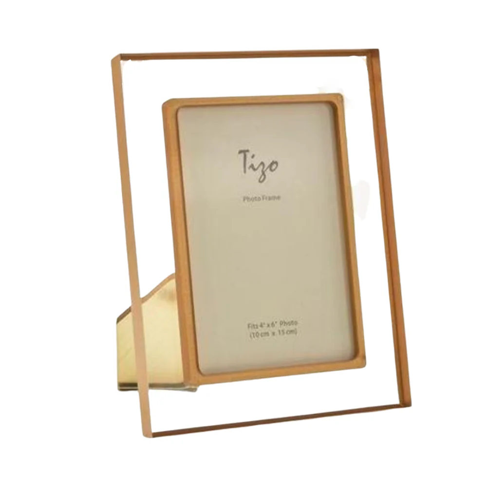 Tizo Lucite Photo Frame Gold Border 4x6