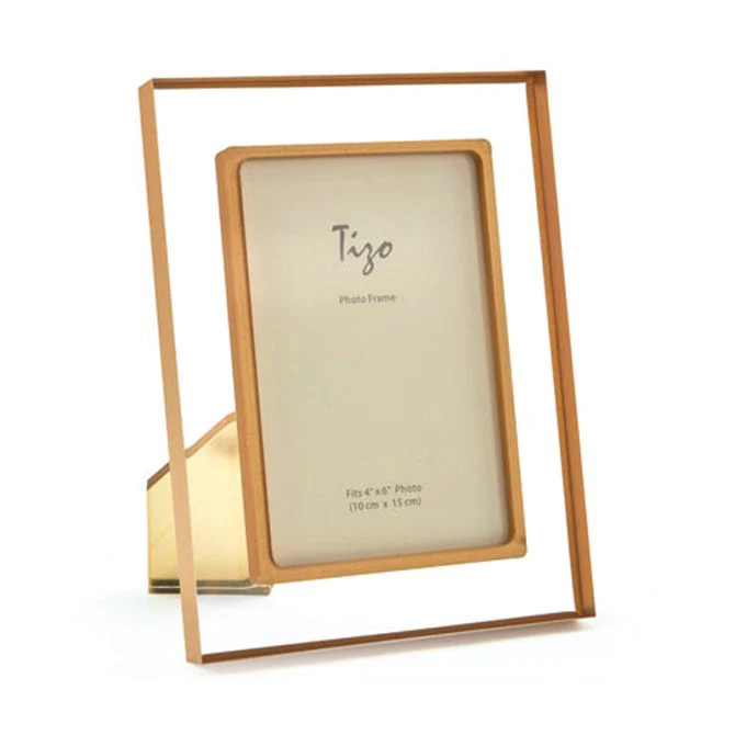 Tizo Lucite Photo Frame Gold Border 5x7