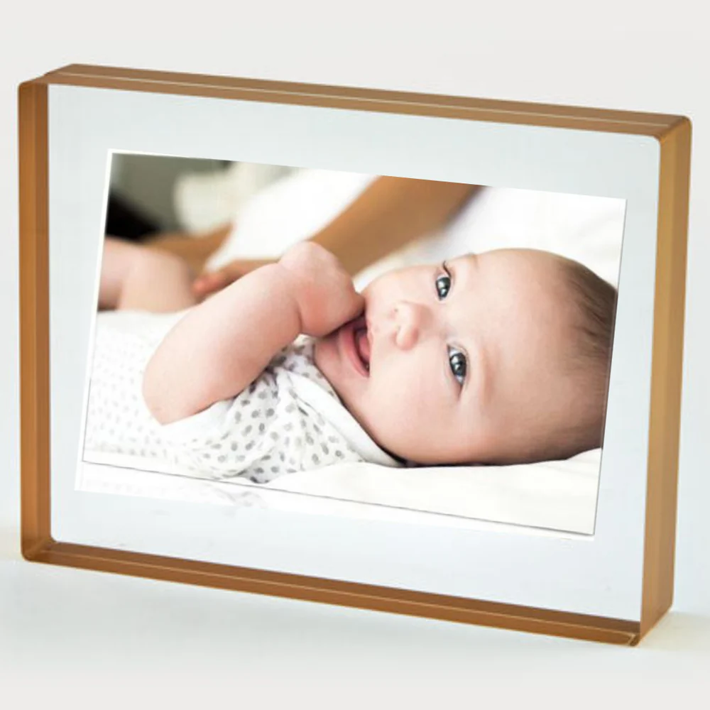 Tizo Lucite Photo Frame Gold Border Block 5x7 - Image 2