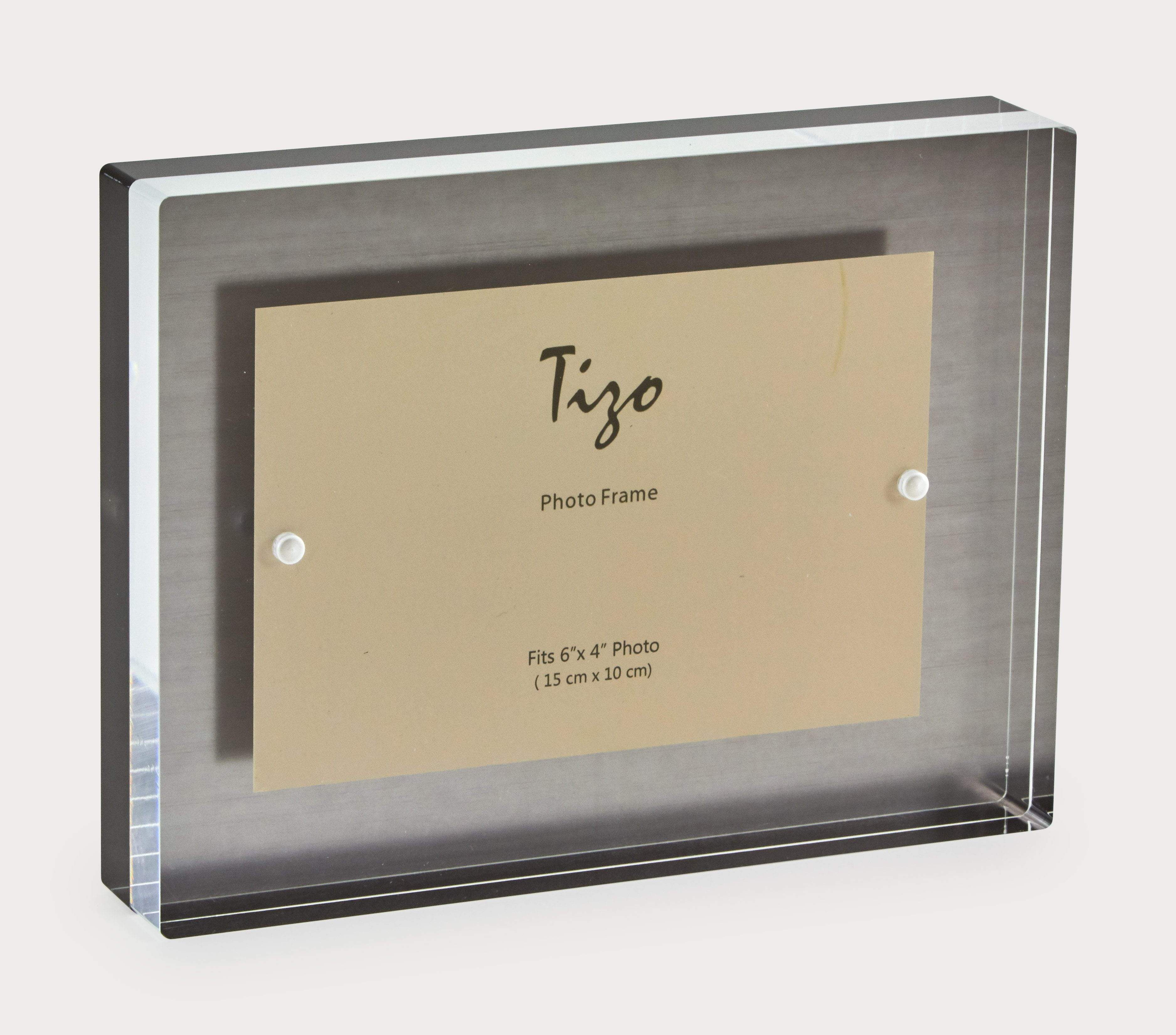 Tizo Lucite Photo Frame Silver Block 4x6
