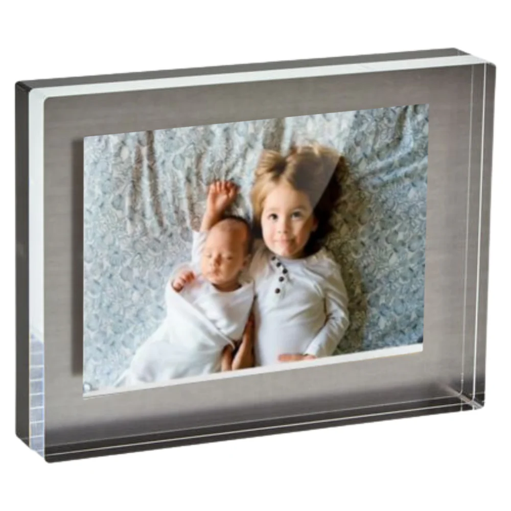 Tizo Lucite Photo Frame Silver Block 4x6 - Image 3