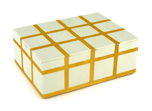 Tizo Natural White & Gold Block Resin Box Small