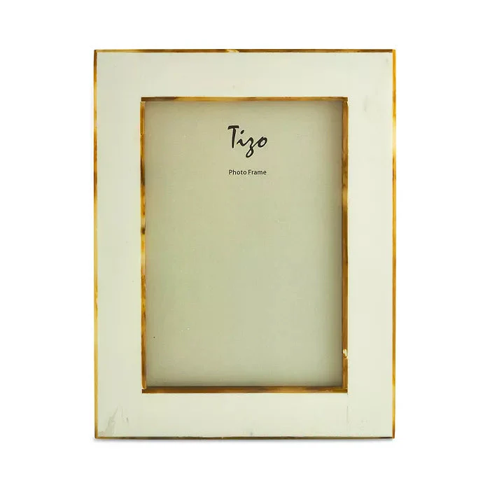 Tizo Natural White Resin Bone Faux Horn Border Frame 4x6