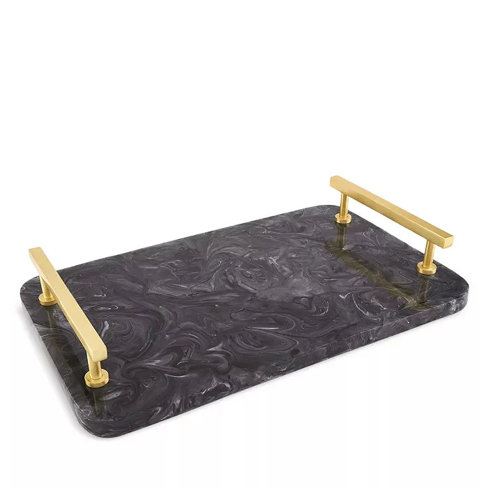 Tizo Resin Cheese Board with Stainless Steel Handle - Grey/Gold