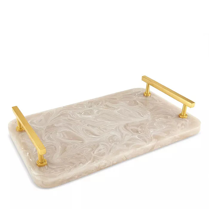 Tizo Resin Cheese Board with Stainless Steel Handle - Ivory/Gold