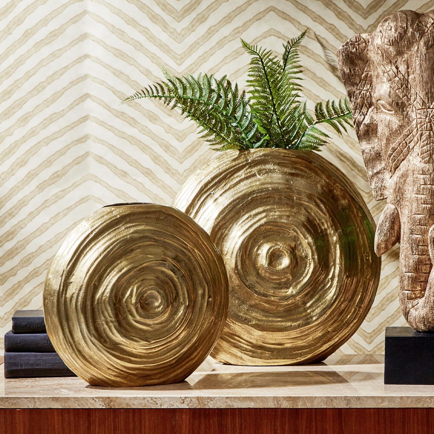 Tozai Home All Swirls S/2 Golden Vase - Image 2