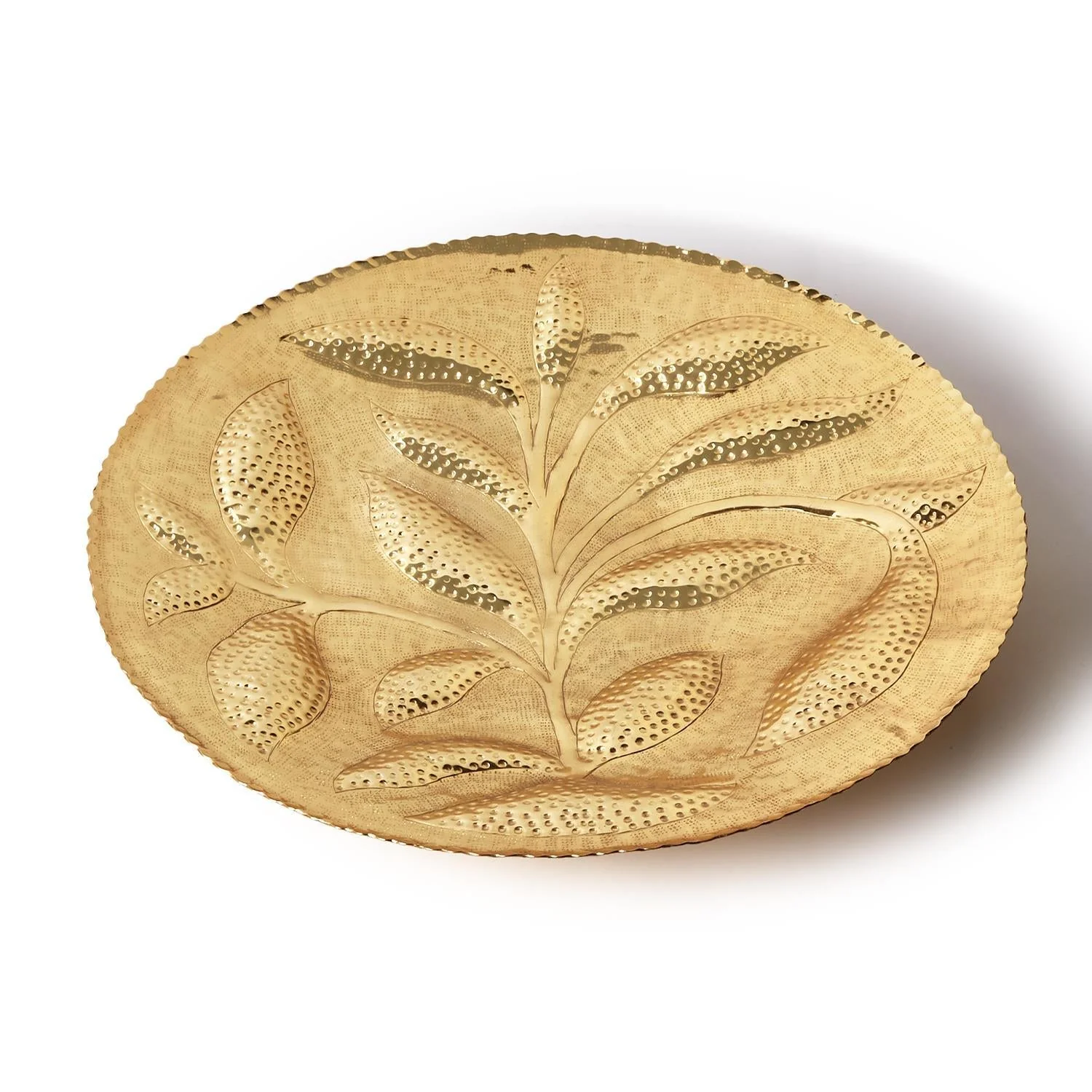 Tozai Home Palmaire Set of 3 Golden Hammered Trays - Recycled Aluminum - Image 2