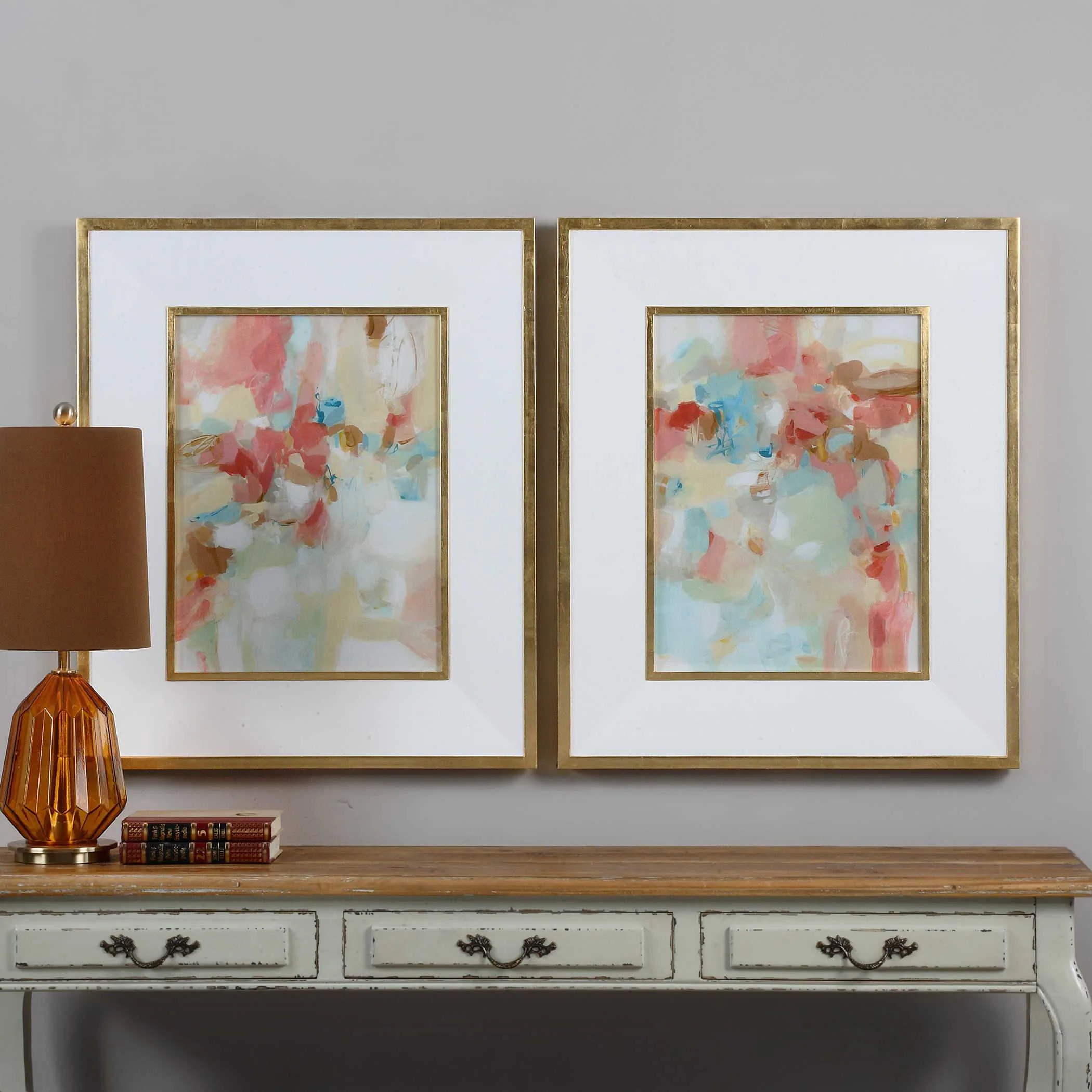 Uttermost A Touch of Blush and Rosewood Fences Framed Prints, S/2