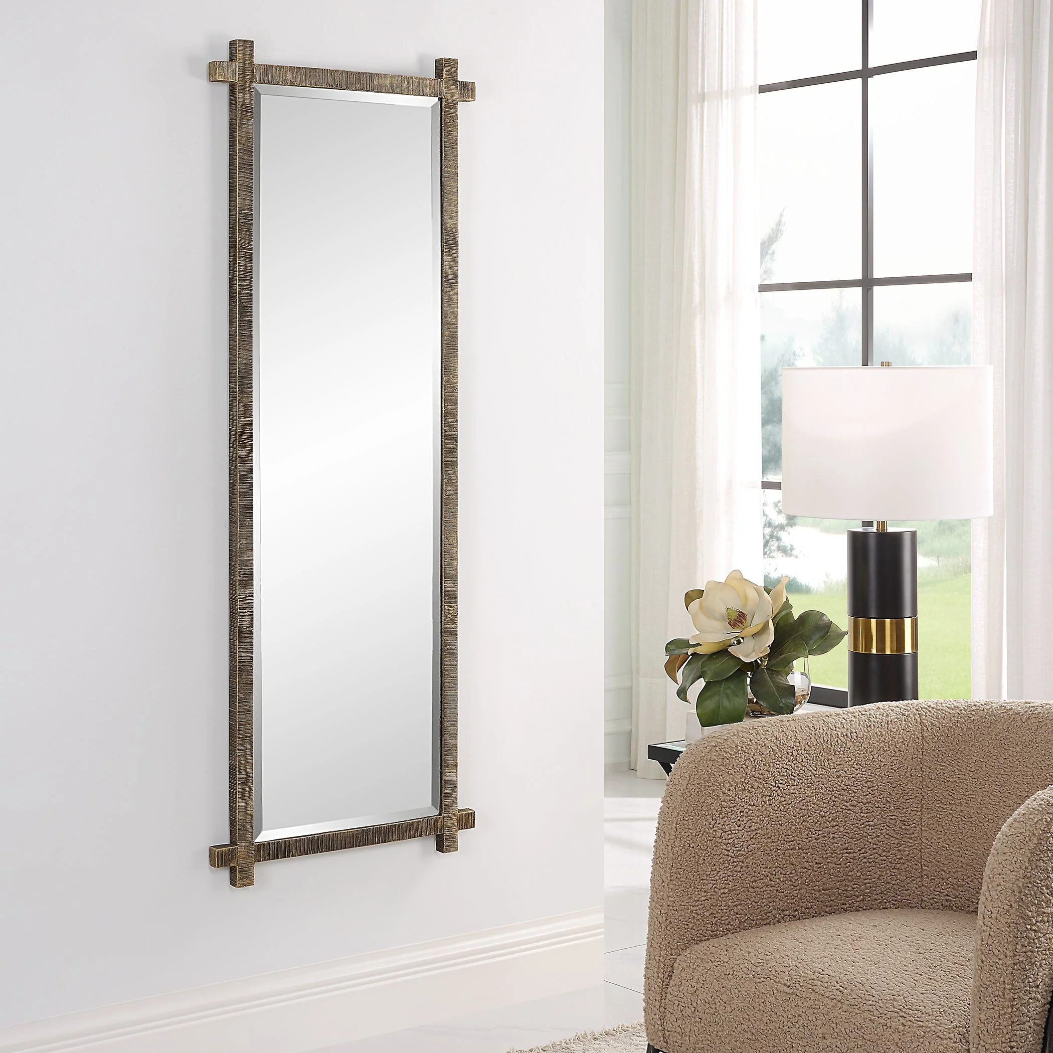 Uttermost Abanu Ribbed Gold Dressing Mirror - Image 4