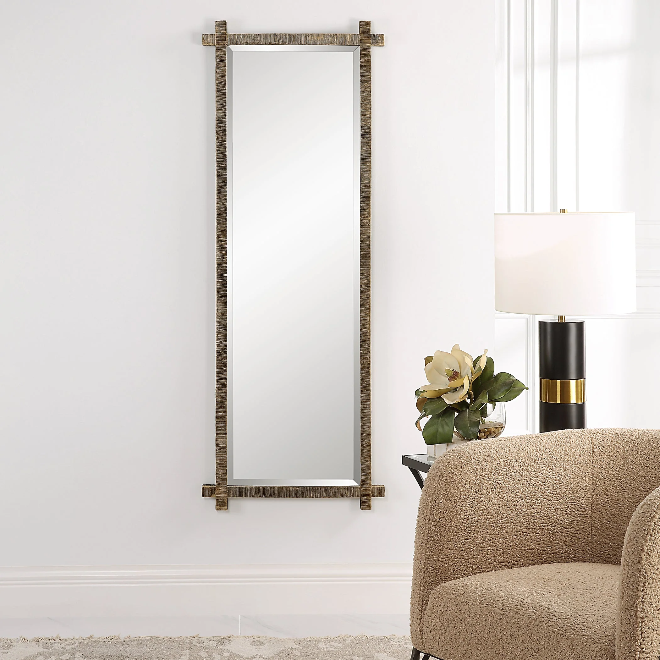 Uttermost Abanu Ribbed Gold Dressing Mirror - Image 7