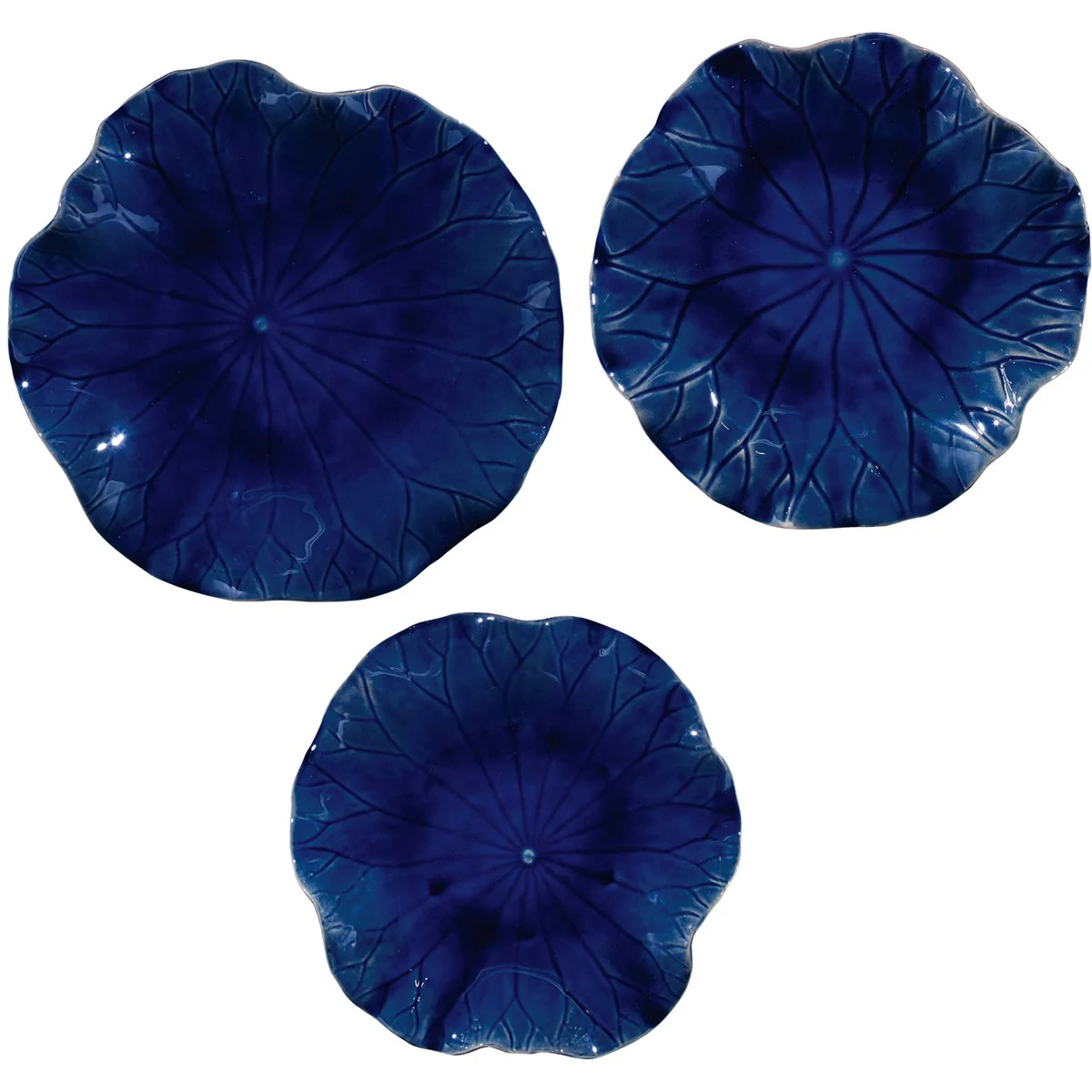 Uttermost Abella Ceramic Wall Decor, Cobalt, S/3 - Image 2