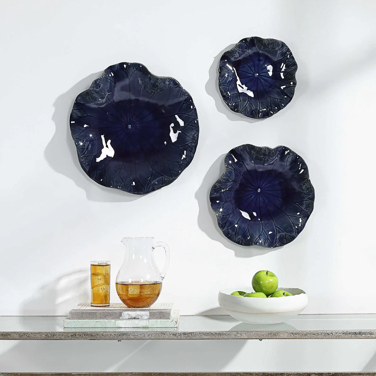 Uttermost Abella Ceramic Wall Decor, Cobalt, S/3 - Image 4