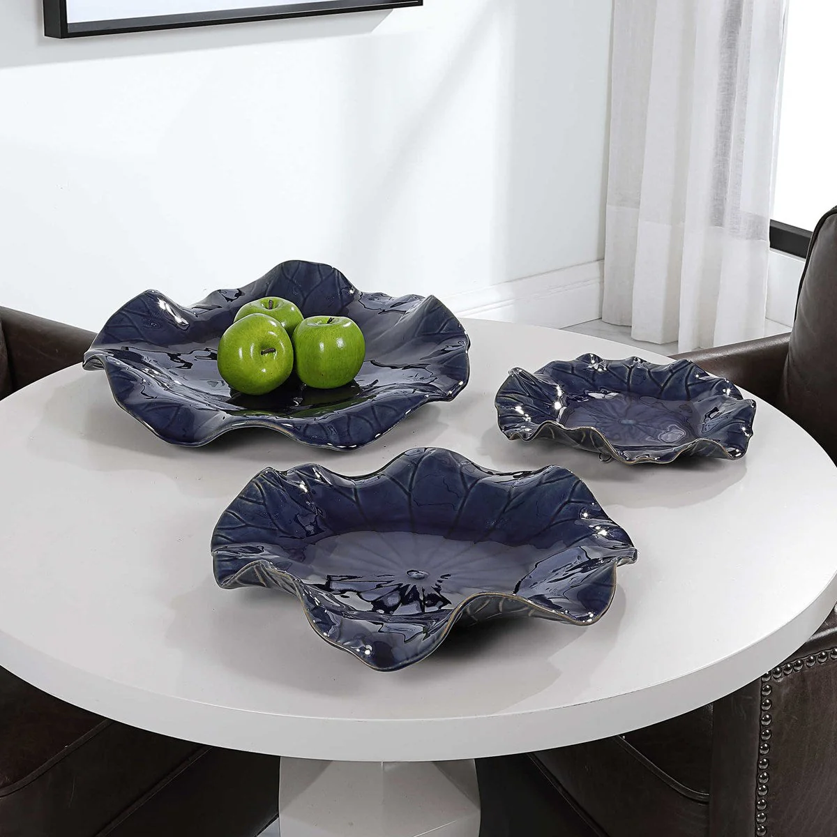 Uttermost Abella Ceramic Wall Decor, Cobalt, S/3 - Image 5
