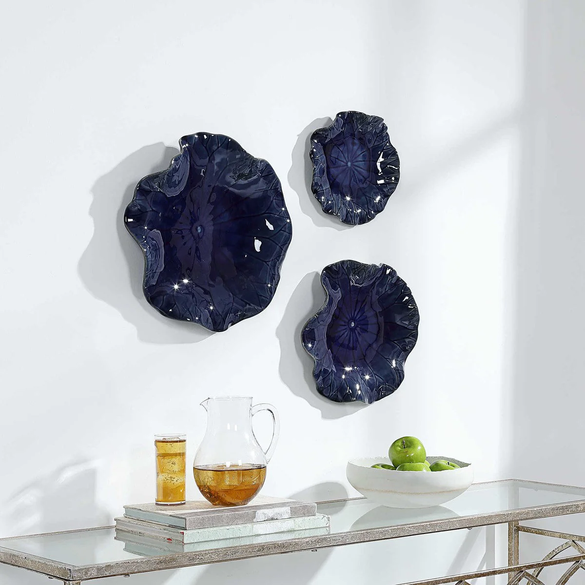 Uttermost Abella Ceramic Wall Decor, Cobalt, S/3 - Image 6