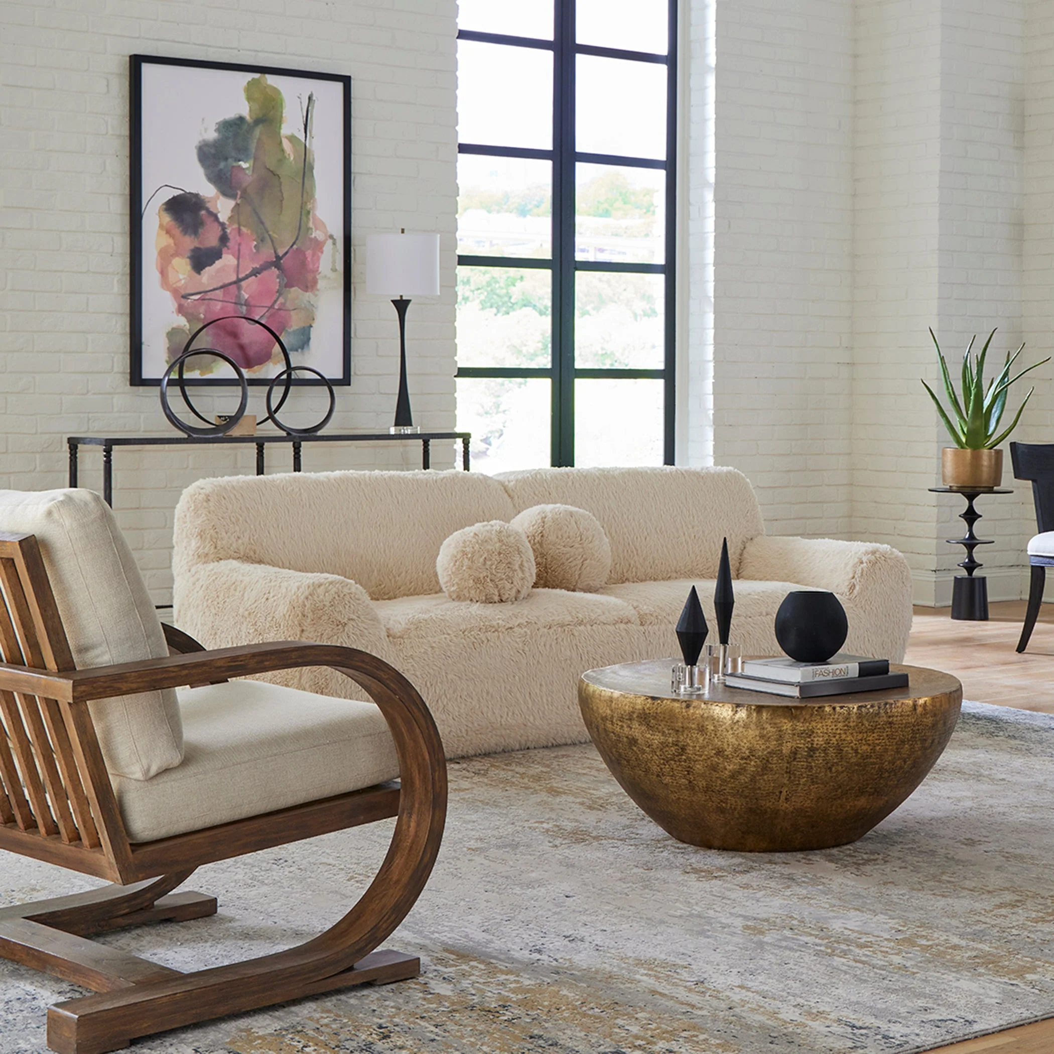 Uttermost Abide Rounded Sheepskin Sofa - Image 2