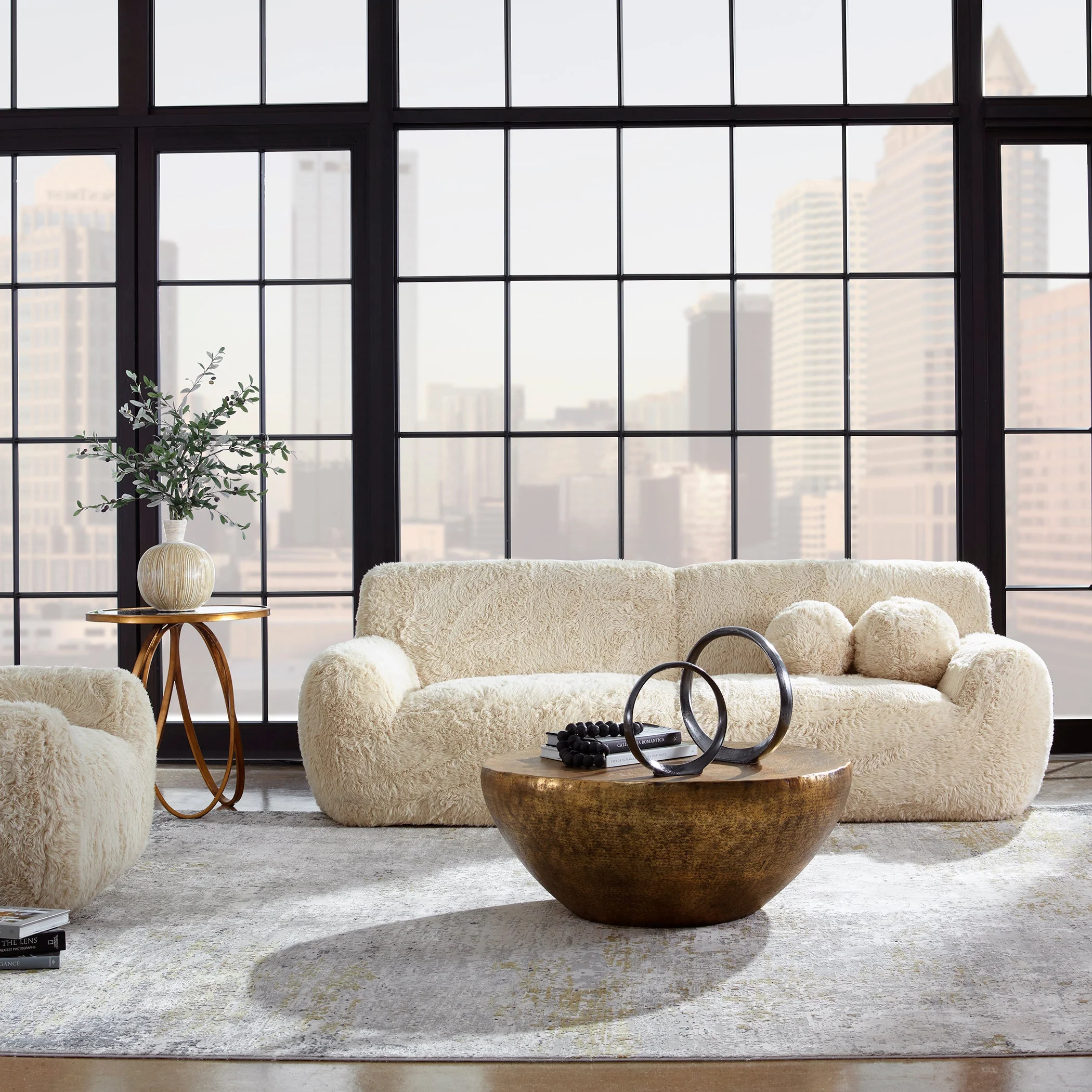 Uttermost Abide Rounded Sheepskin Sofa - Image 3